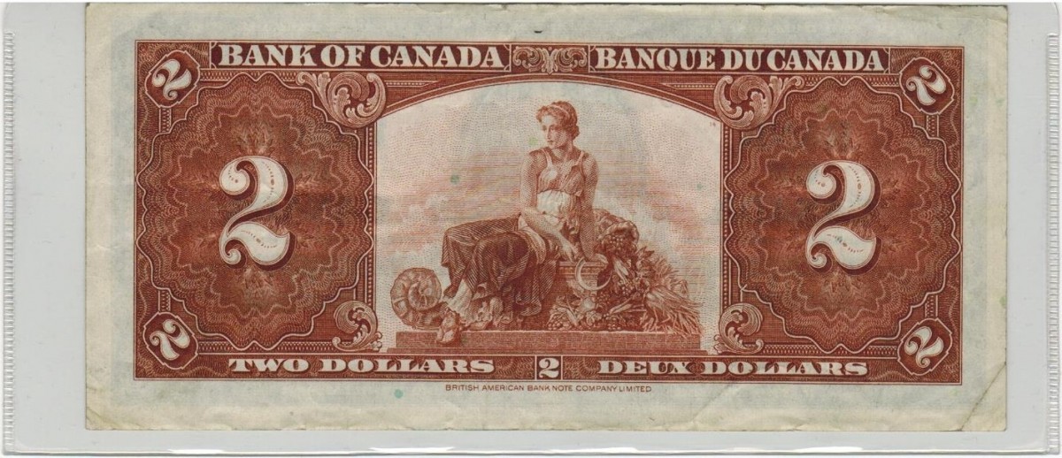 1937 Billet 2 dollars VF+ Banque du Canada