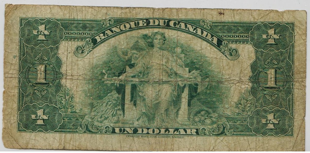 1935 Billet 1 dollar VG Banque du Canada Rousseau