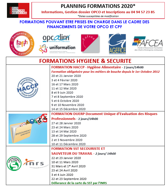 Planning des formations RCT