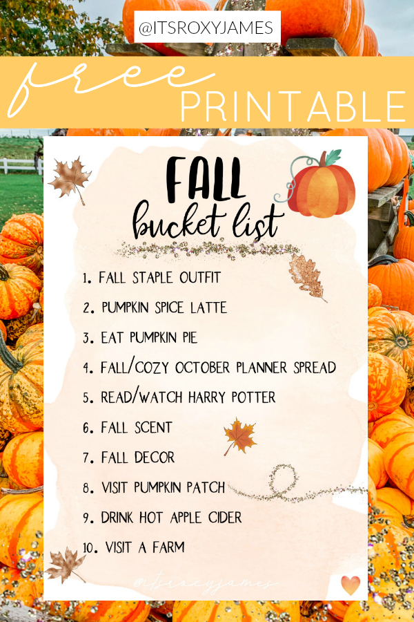 Fall Bucket List Ideas & FREE Printable by Roxy James