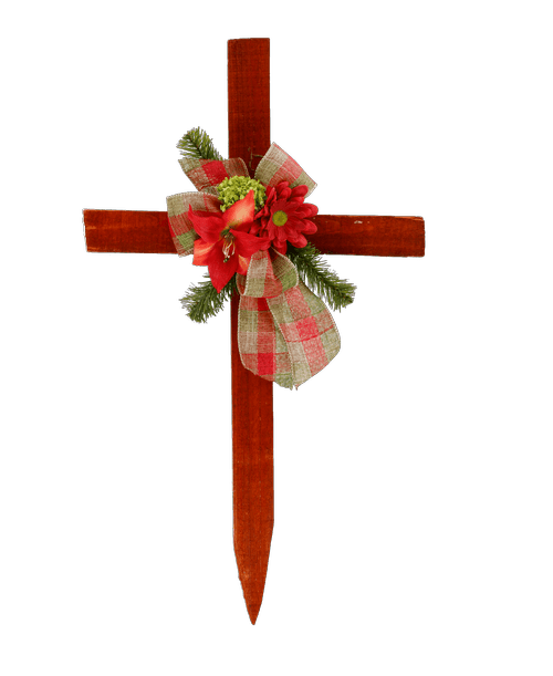 Silk Lily & Daisy Cemetery Cross 8583 Royer's flowers and gifts