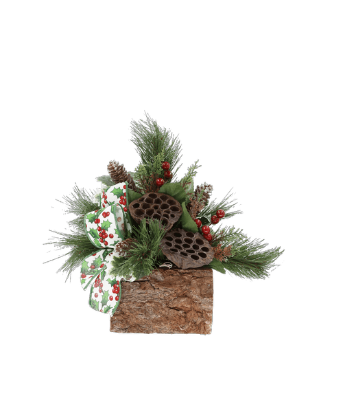 Silk Lotus Pods and Greens Log Box 8597 Royer's flowers and gifts