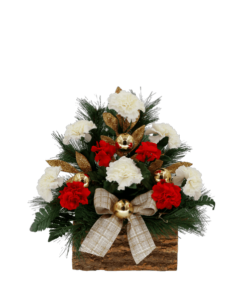 Silk Red and White Log Box 8598 Royer's flowers and gifts