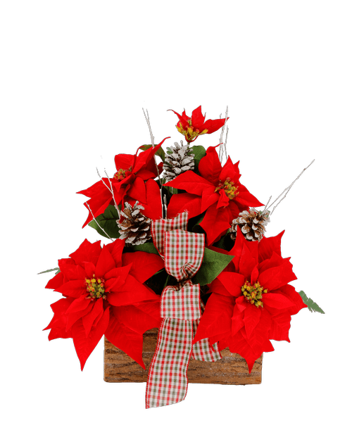 Silk Poinsettia Log Box 8599 Royer's flowers and gifts Flowers