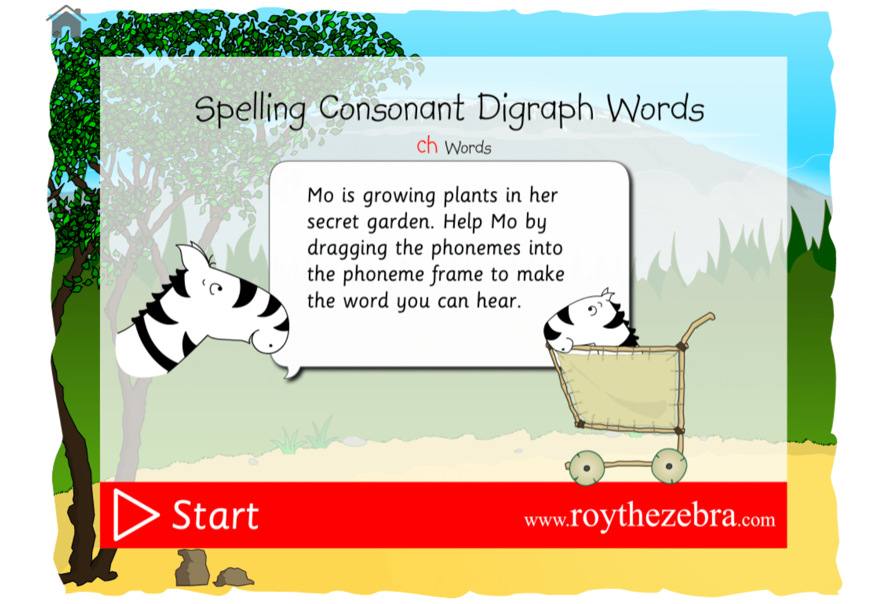 Spell consonant digraph games ch Words phase 3 phonics