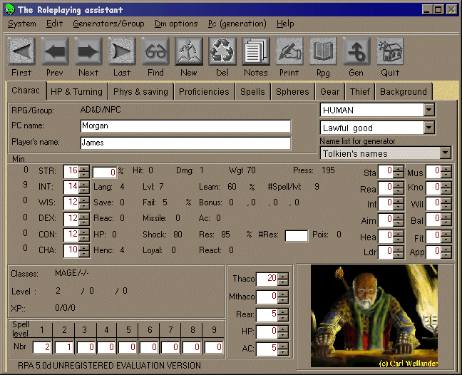 Roleplaying Assistant RPG character generator and D20 tools for role