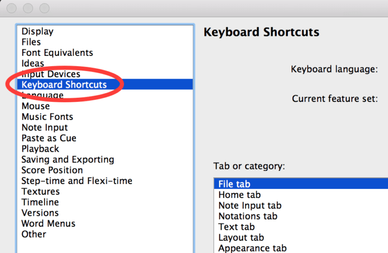 Create your own keyboard shortcuts in Sibelius OF NOTE