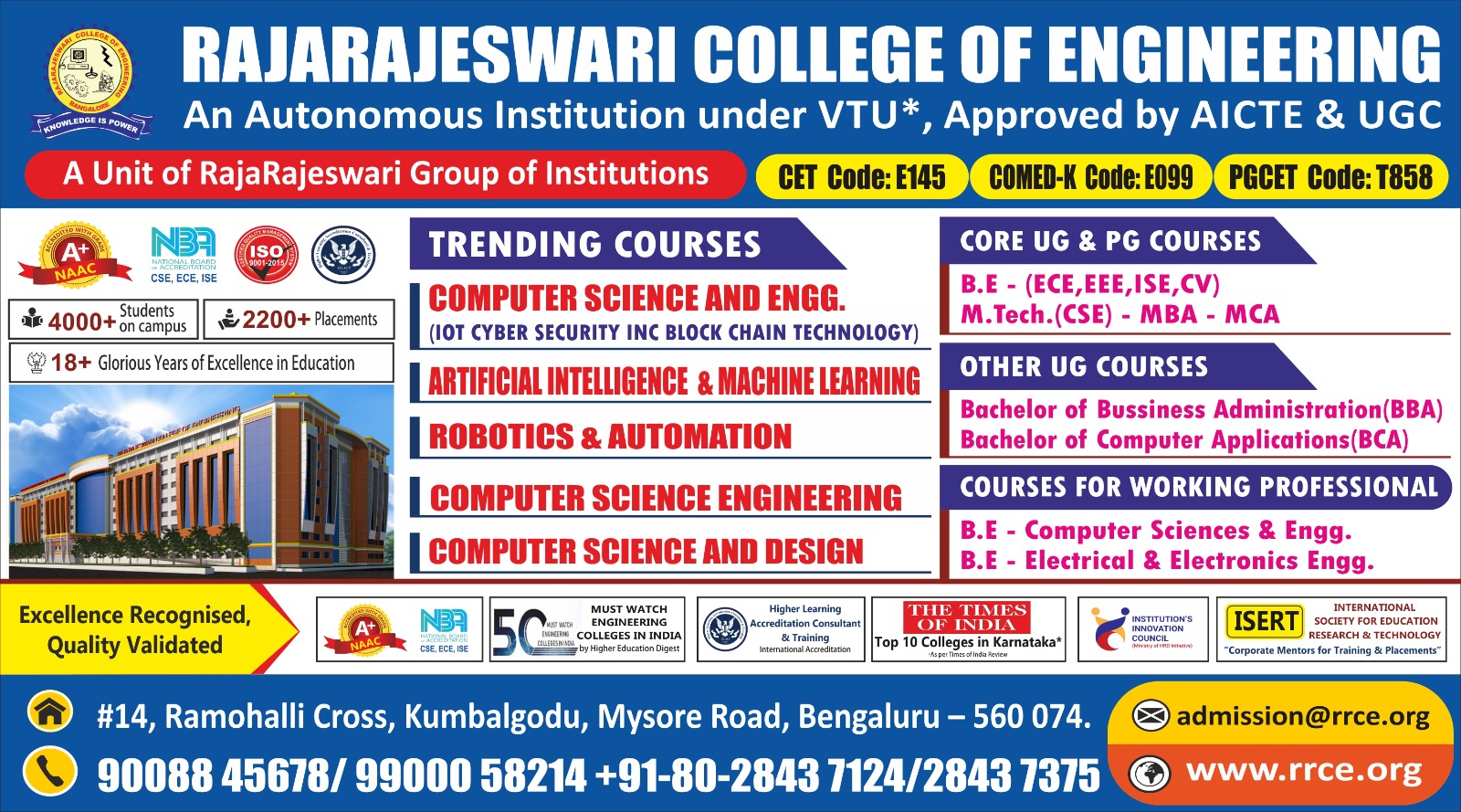 RajaRajeswari College of Engineering | engineering college admissions