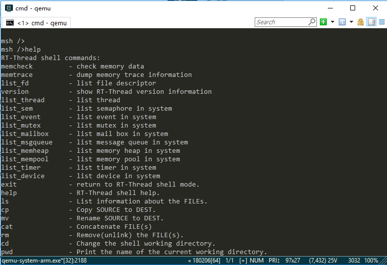 Getting Started of QEMU (Windows) RTThread document center