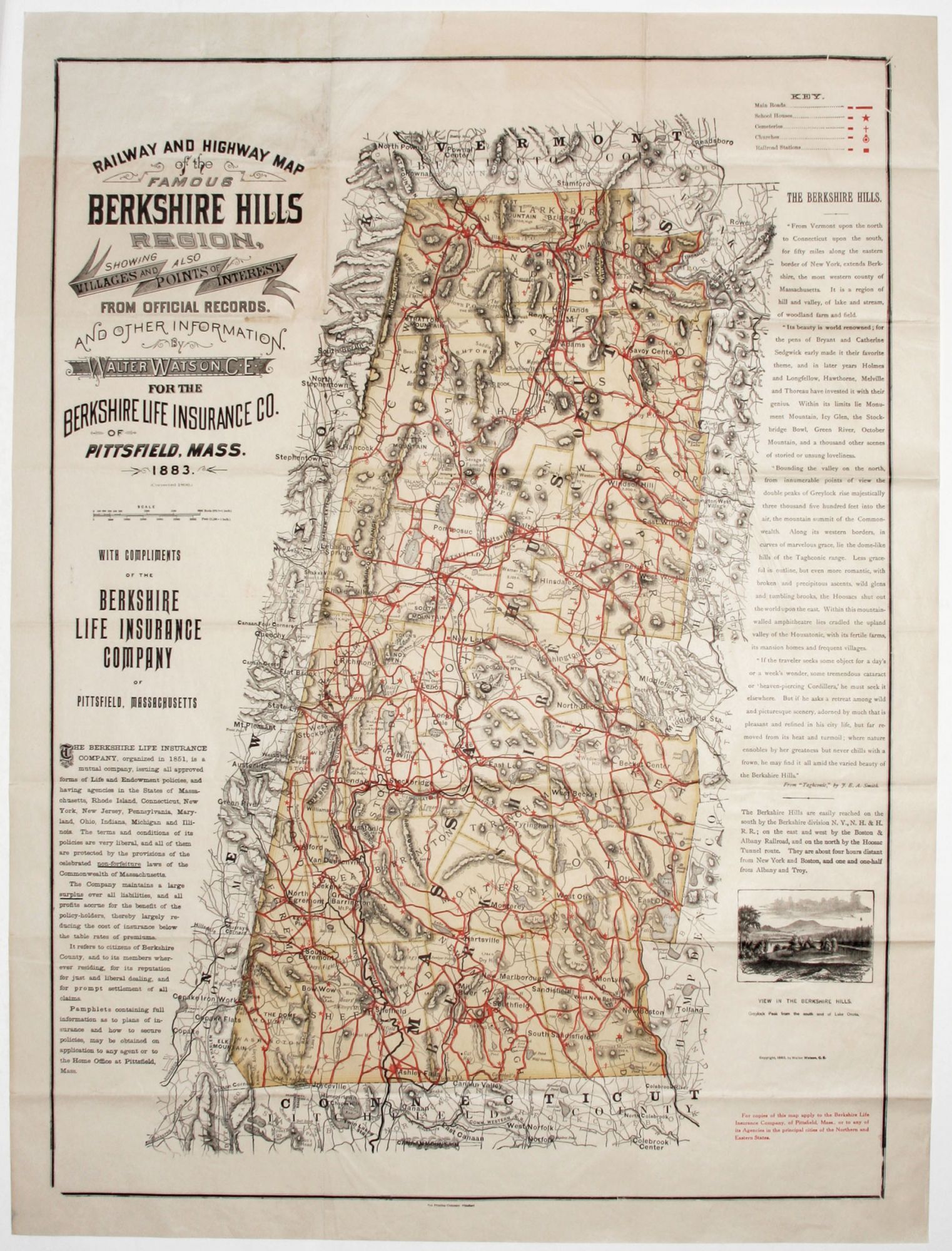 Railway And Highway Map of the Famous Berkshire Hills Region, Showing