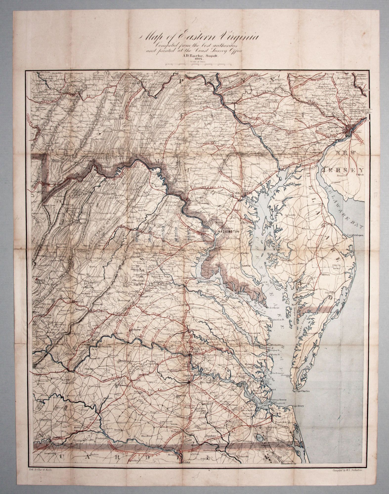 Map of Eastern Virginia Compiled from the best authorities…1864 W. H