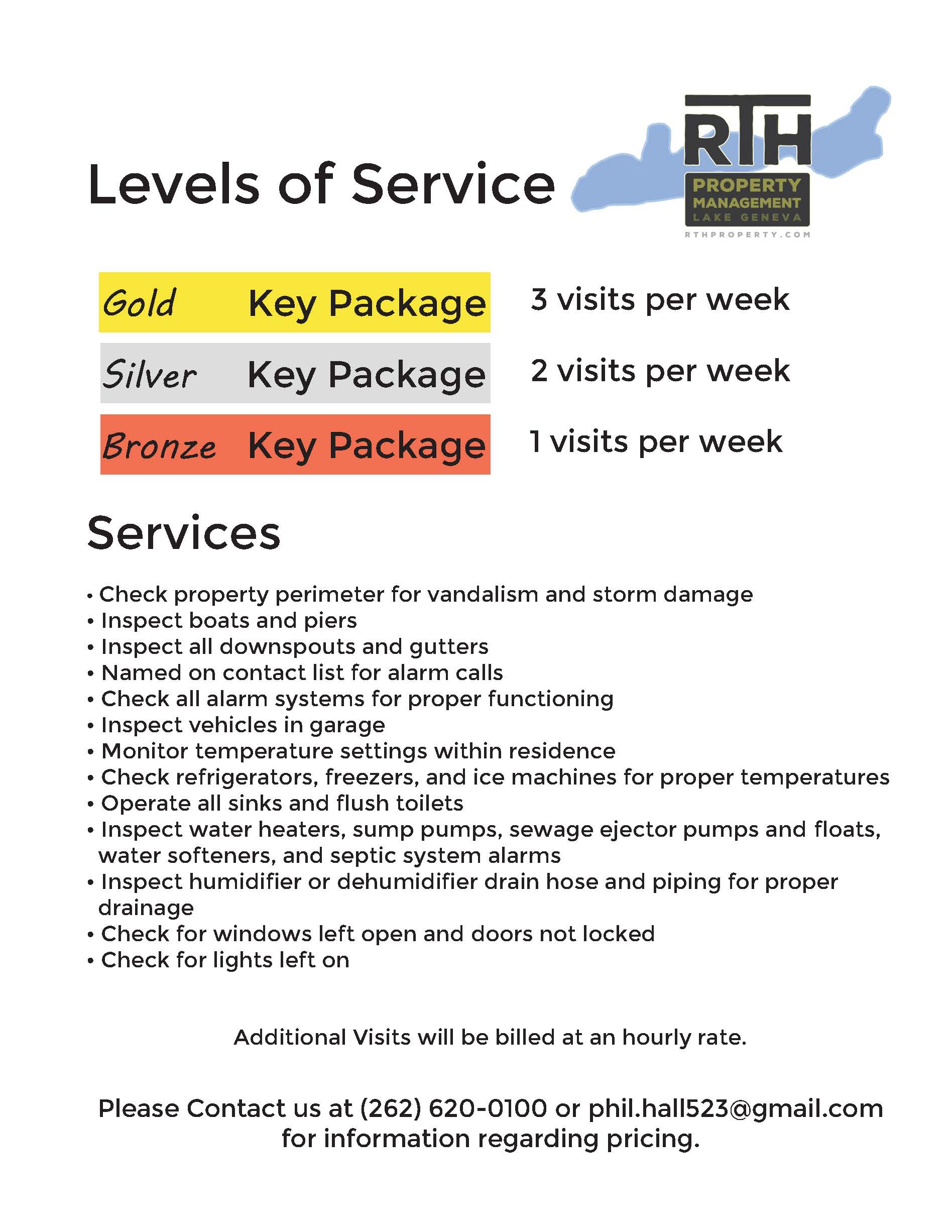 Levels of Service RTH Property Management, Lake Geneva, WI