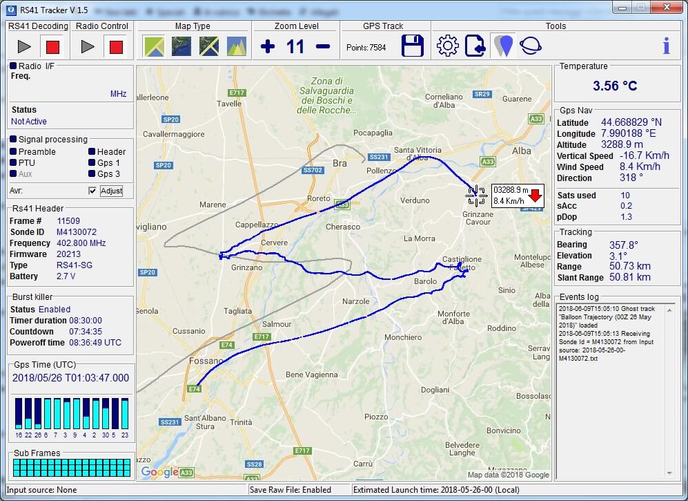 RS41 RadioSonde Tracking Software