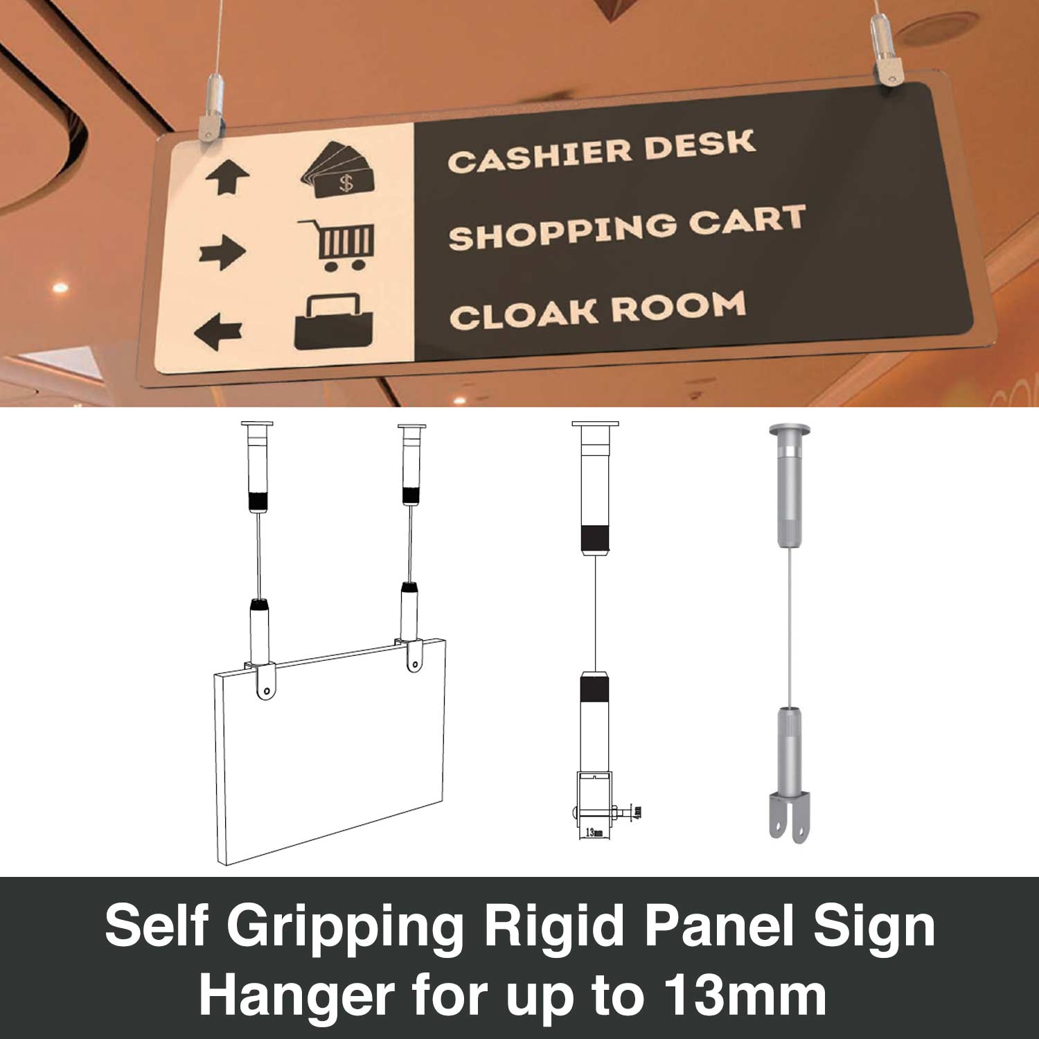 Self Gripping Rigid Panel Sign Hanger for up to 13mm RT Media Solutions
