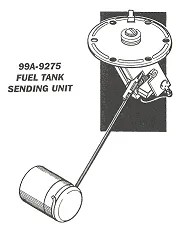 FUEL SENDER & FLOAT FORD 36-56, 14-18 Ohms full, 88-94 Ohms empty