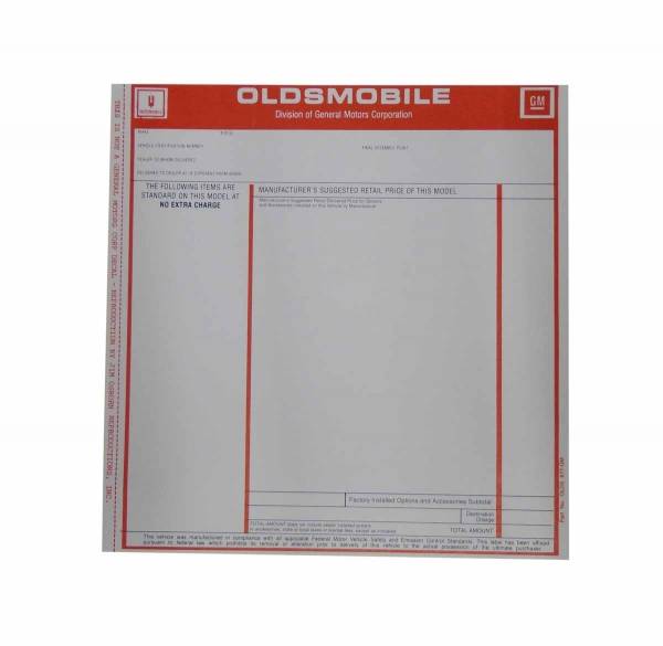 New Car Window Price Sheet