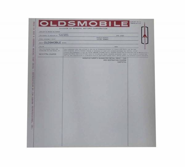 New Car Window Price Sheet