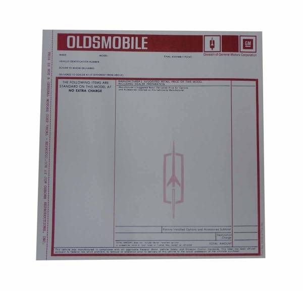 New Car Window Price Sheet