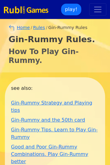 Gin-Rummy Rules. How to play Gin-Rummy