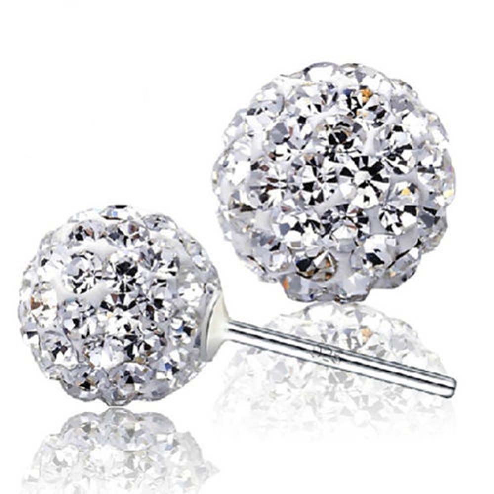 925 Sterling Silver Crystal Disco Ball Earrings