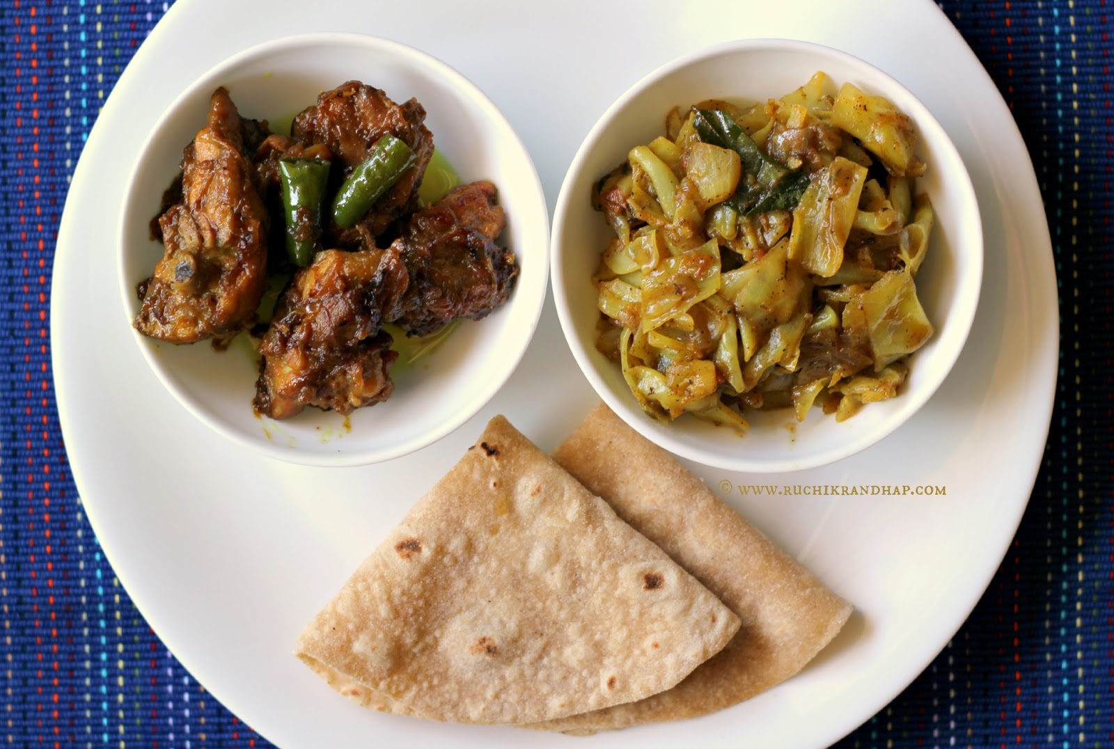 Mangalorean Plated Meal Series Boshi8 Raisin Chicken, Cabbage