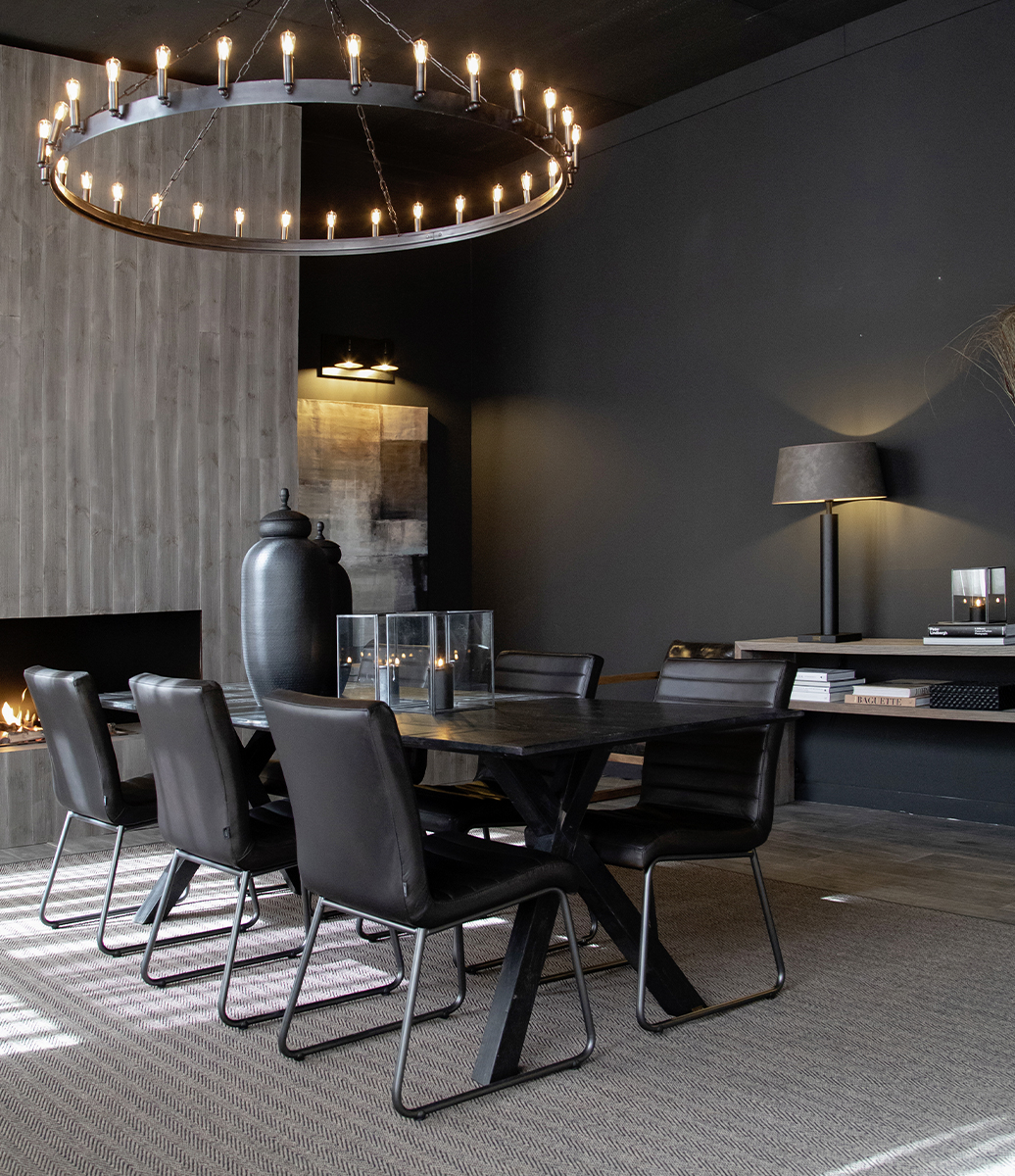 SABINA EASY Matstol Buffalo läder matt black taupe från