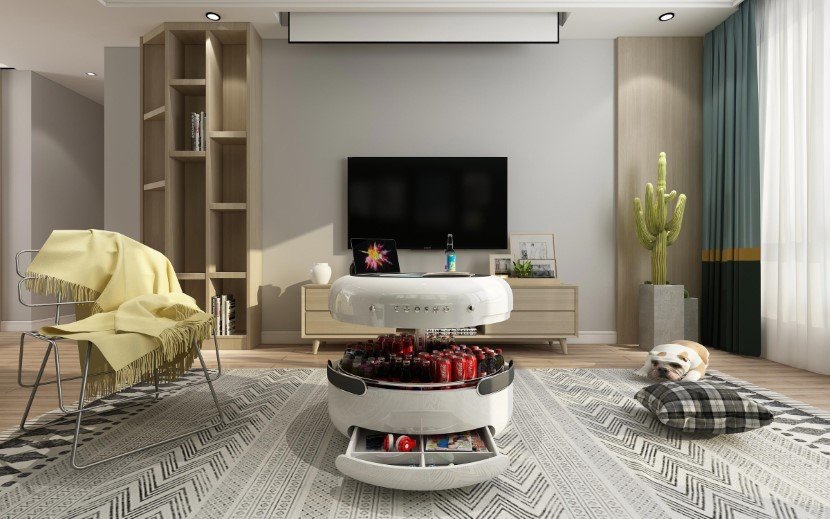 Coosno's smart coffee table features bluetooth speakers, wireless