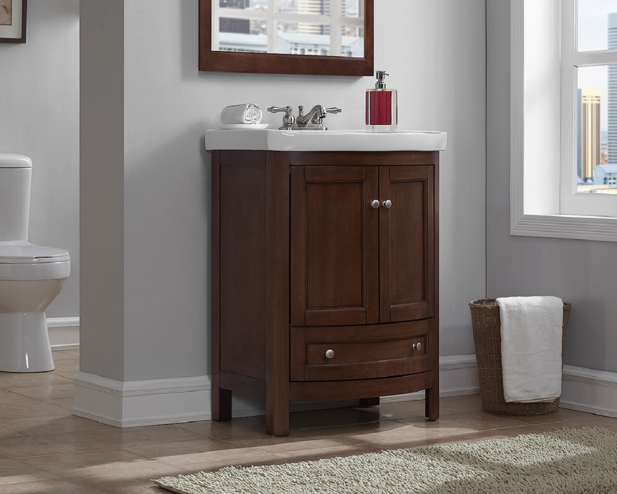 Runfine Bellina 24” Single Sink Vanity Walnut Finish Runfine Groups