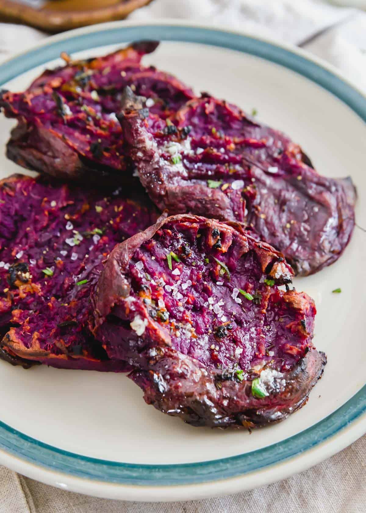Roasted Stokes Purple Sweet Potato Recipe Smashed Purple Potatoes