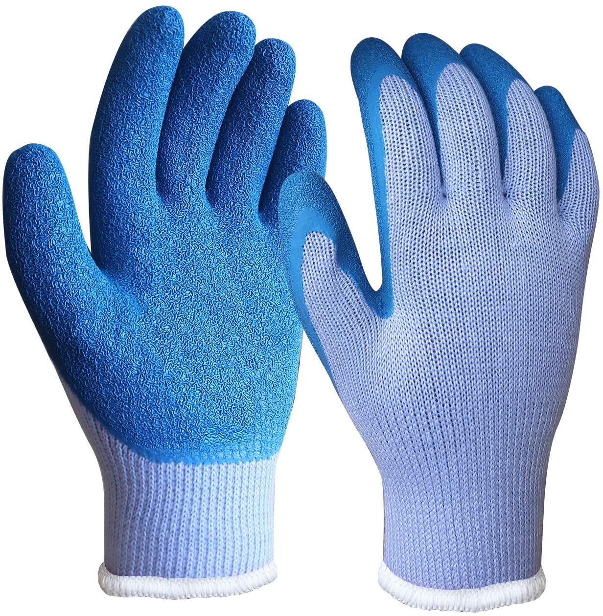 Evridwear Blue Crinkle Latex Work Gloves 12Pack Runyon Surface Prep