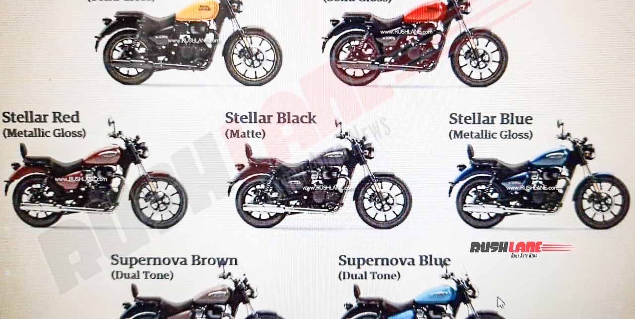 Check it here with offers & emi options for all top alternatives of royal enfield classic 350 are royal enfield meteor 350, royal enfield bullet 350 & jawa 42 with price in hyderabad starting from. Royal Enfield Meteor 350 Leaks - 7 Colours, 3 Variants of ...