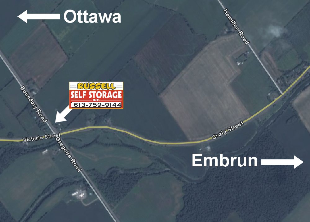 Russell Self Storage Map and Directions