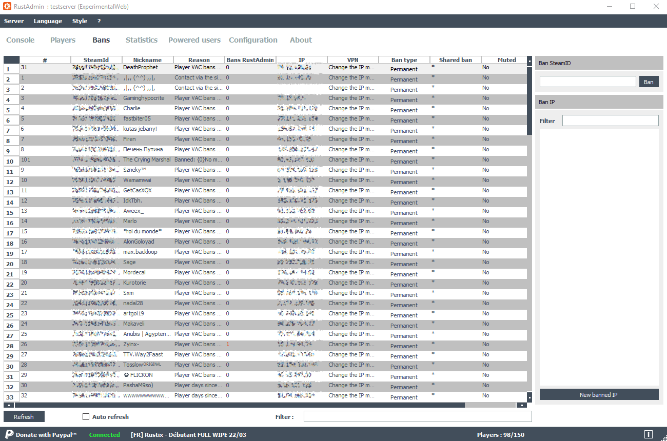 Rustadmin Rust server RCON administration tool