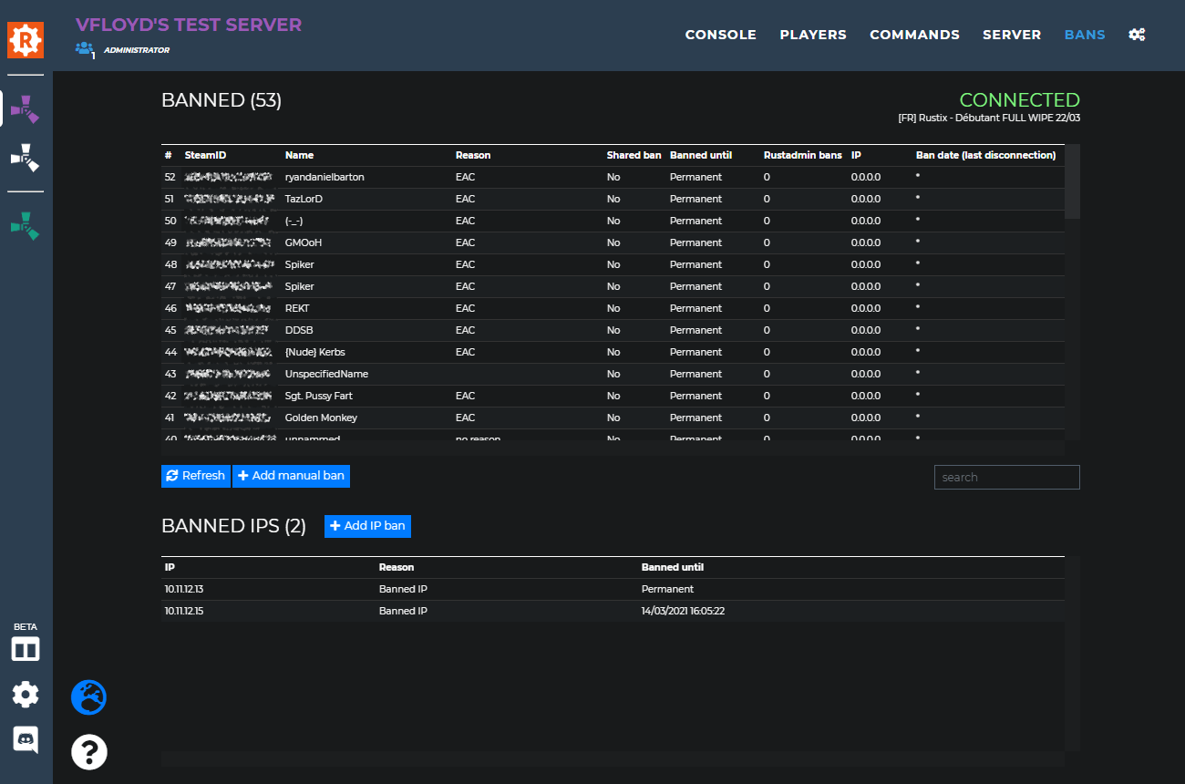 Rustadmin Rust server RCON administration tool