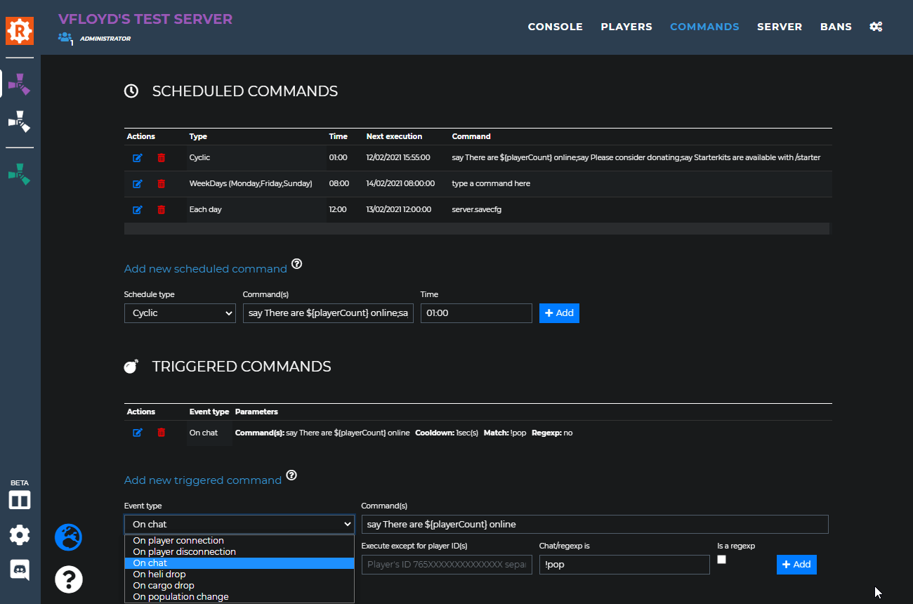 Rustadmin Rust server RCON administration tool