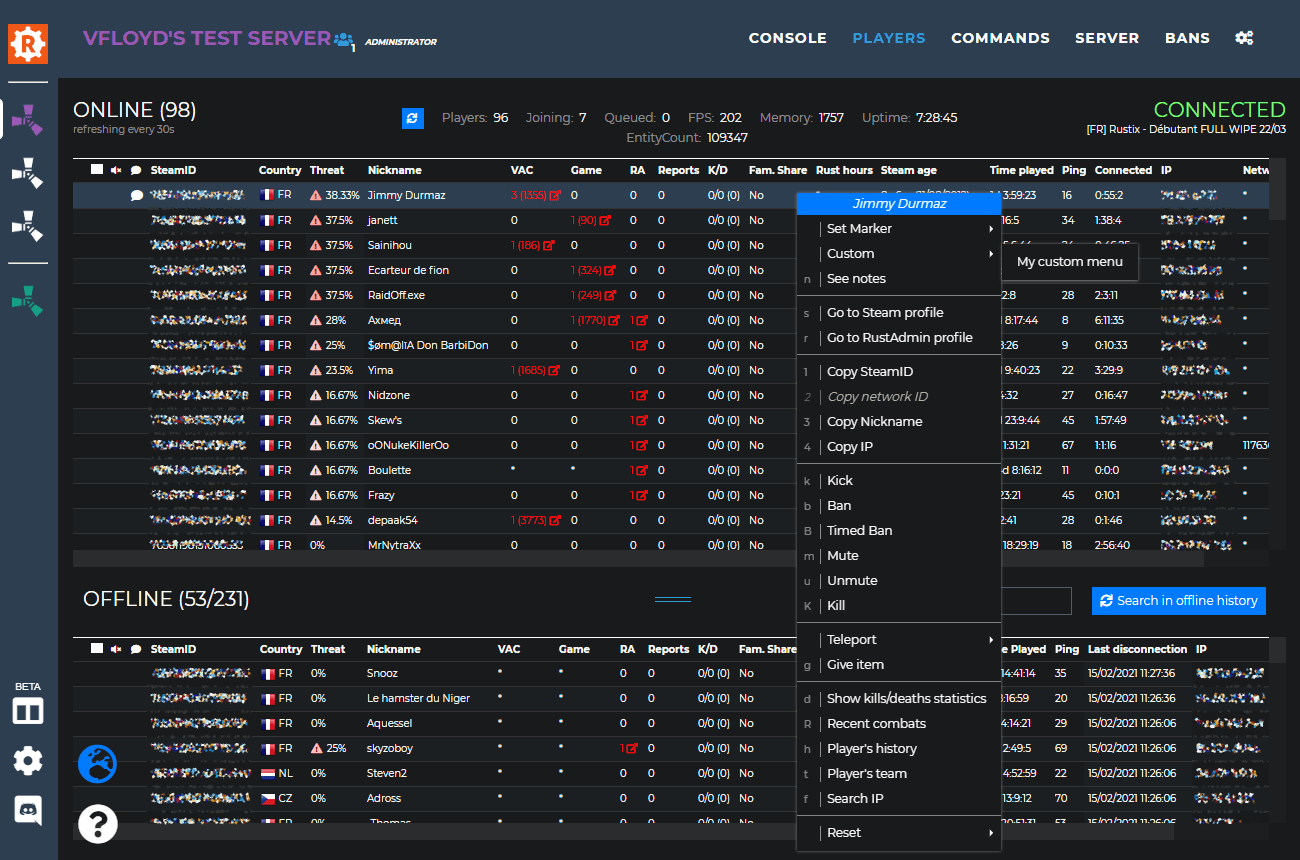 RustAdmin Rust server RCON administration tool