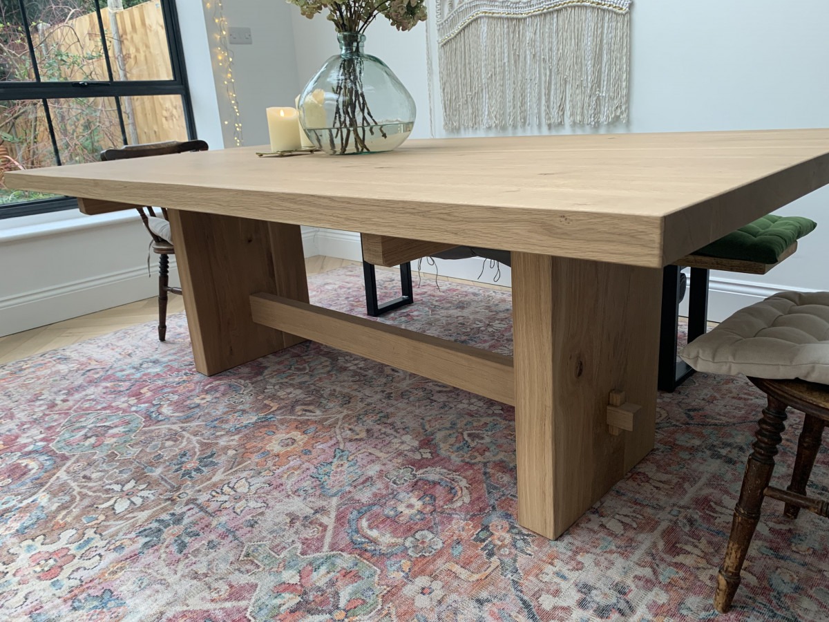 Rustic Oak chunky oak beam dining table