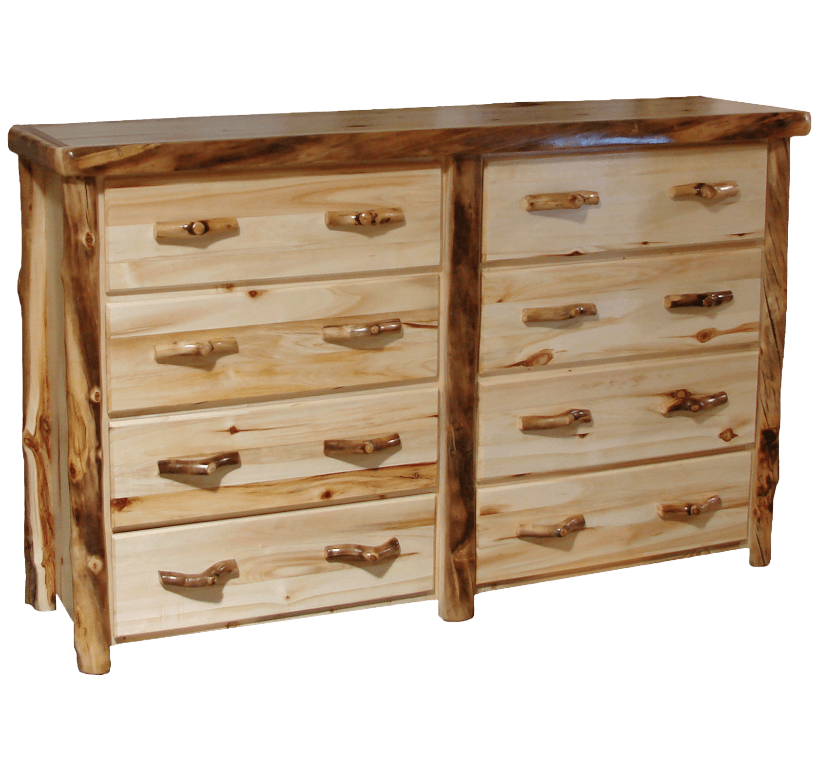Aspen Log 8 Drawer Dresser Rustic Log Furniture of Utah