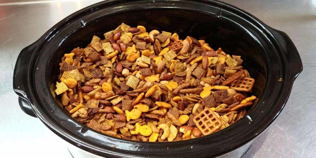 Slow Cooker Chex Party Mix with Rustlin’ Rob’s Very Very Hot Sauce