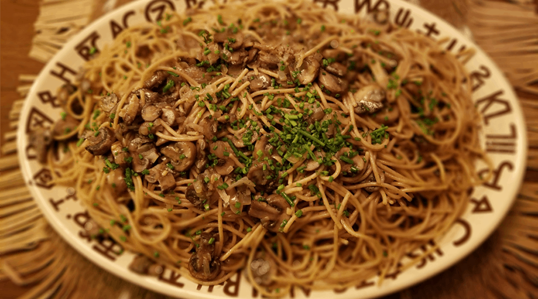 Mushroom & Truffle Pasta Salad with Rustlin' Rob's Roasted Shallot