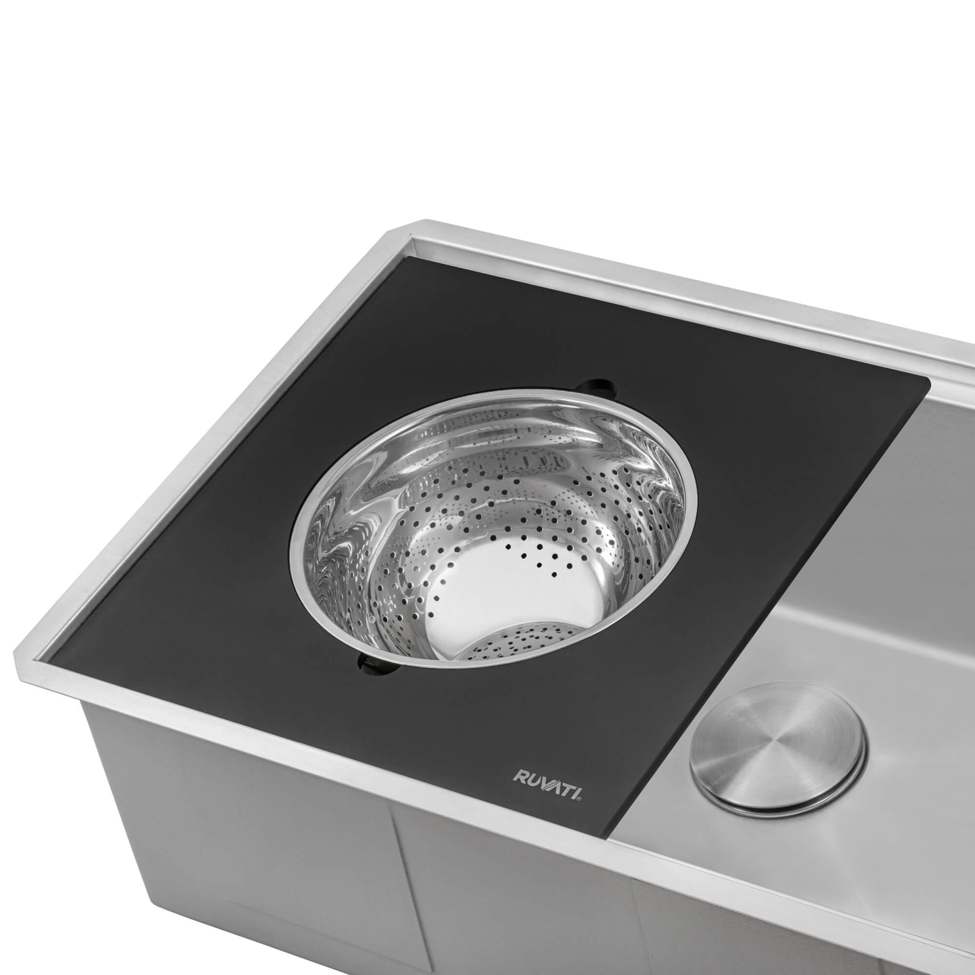 Ruvati Mixing Bowl and Colander with Black Composite Platform