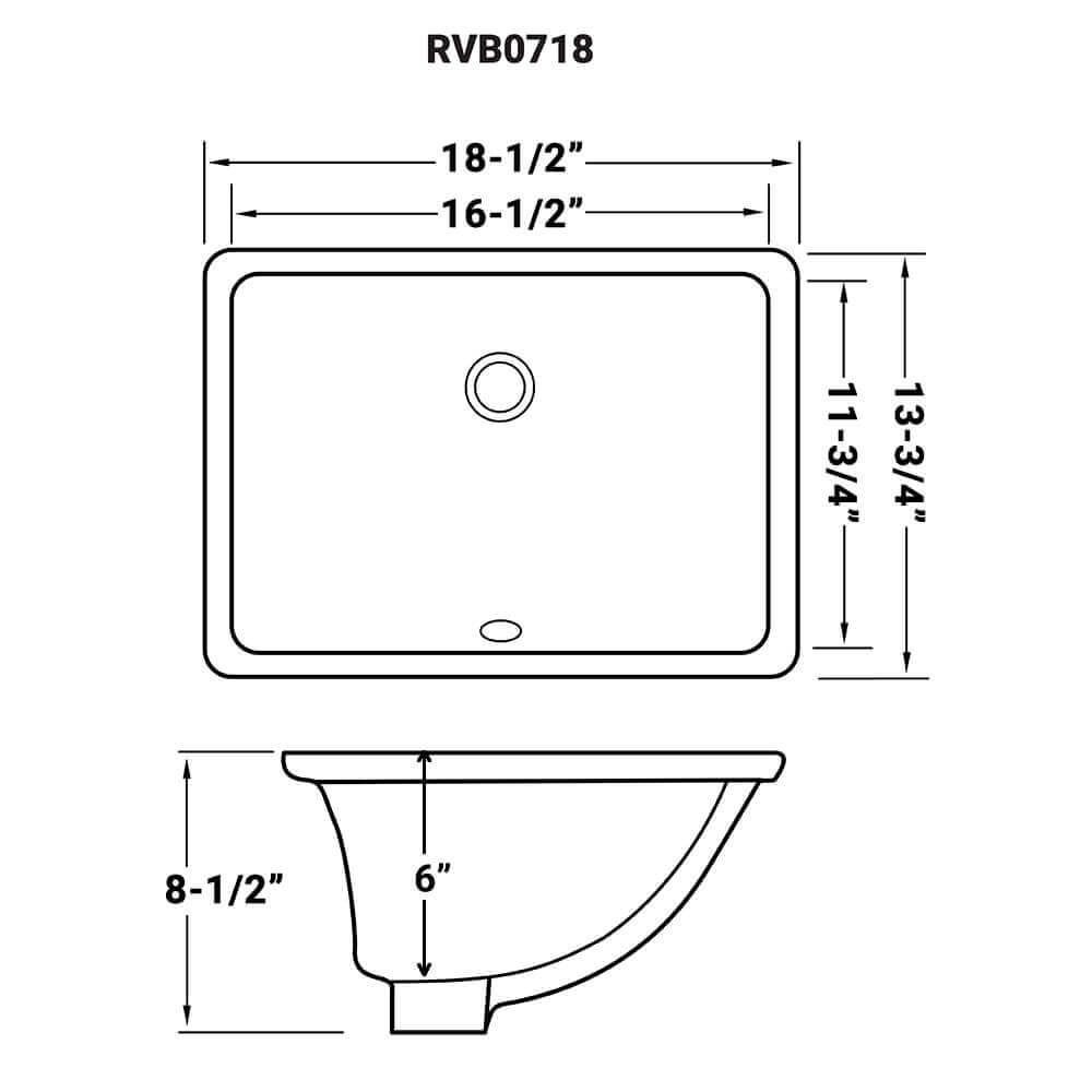 Ruvati 17 x 12 inch Undermount Bathroom Vanity Sink Biscuit Rectangular
