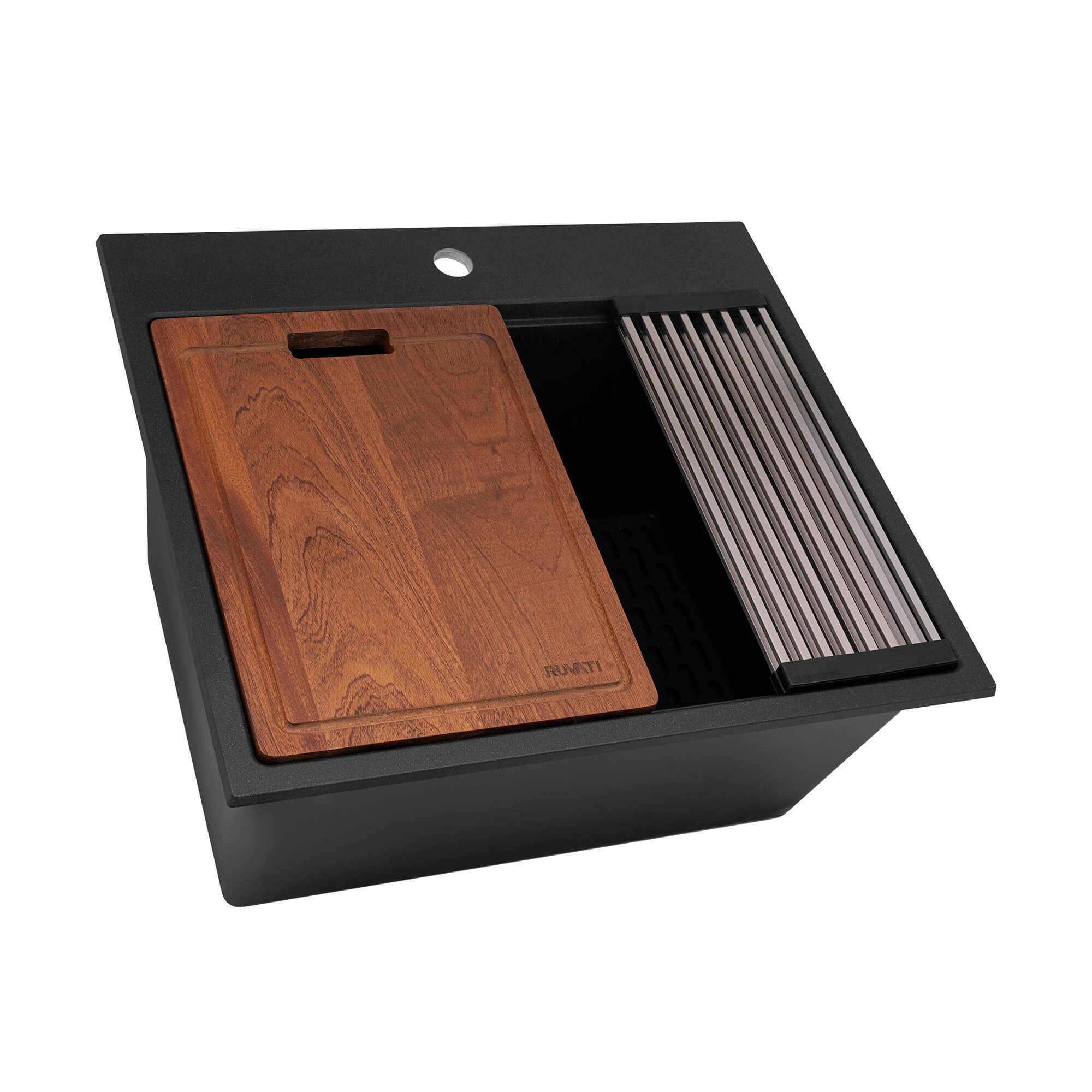 Ruvati 25inch epiRock Workstation Charcoal Black Topmount Laundry Sink