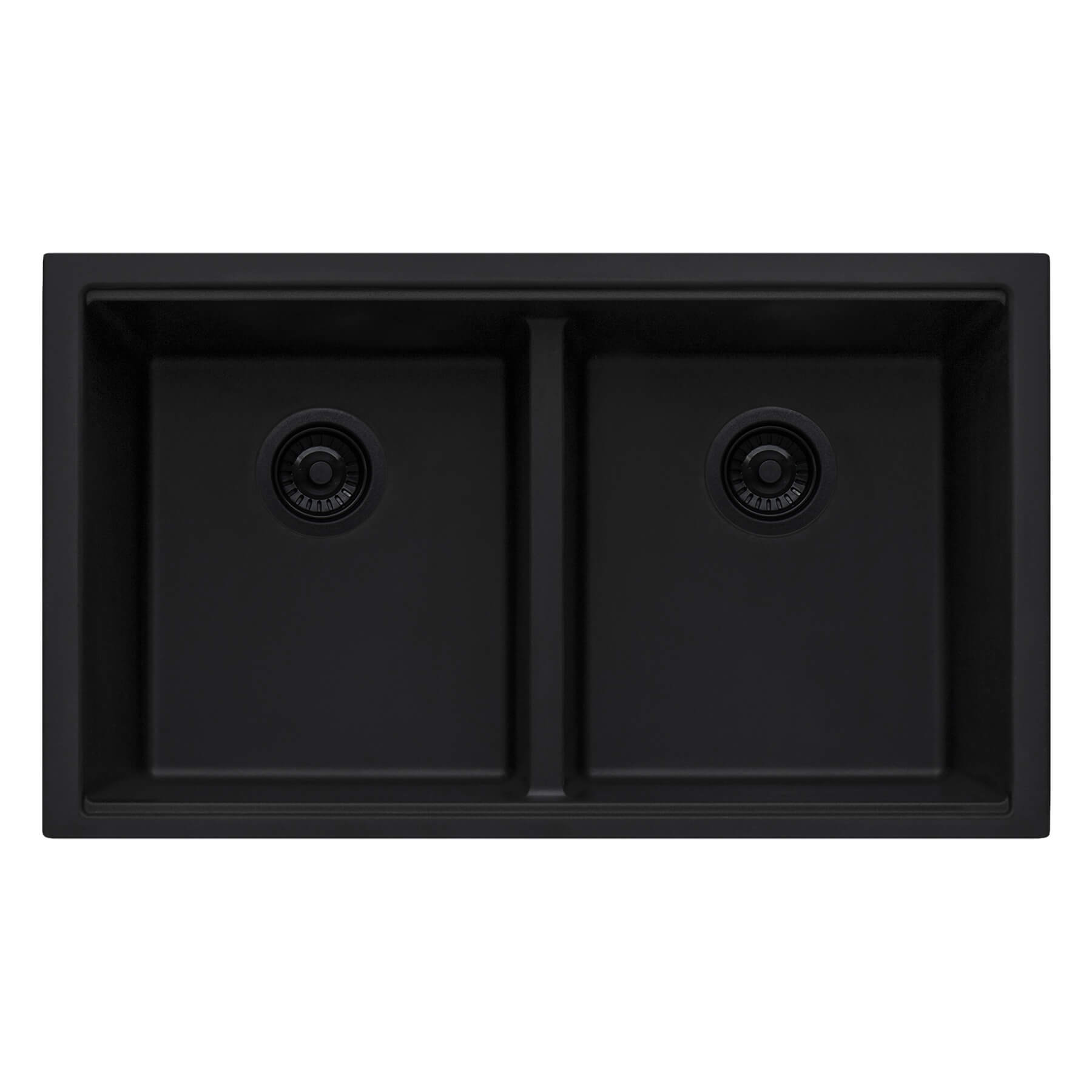 Ruvati 33 x 19 inch Granite Composite Undermount Low Divide Double Bowl