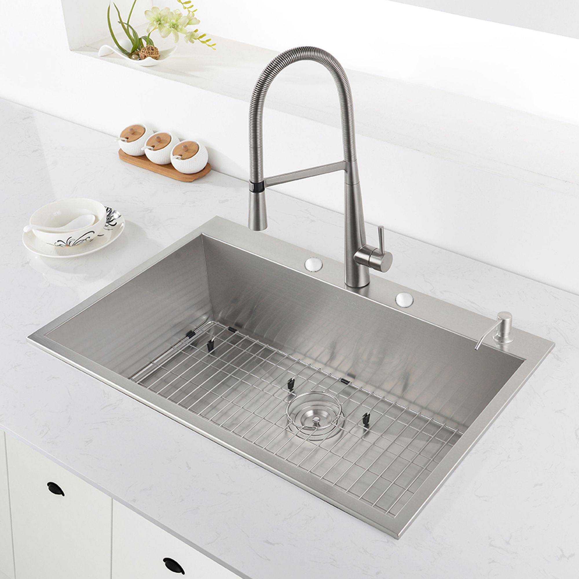 Ruvati 33 x 22 inch Dropin Topmount 16 Gauge Zero Radius Stainless