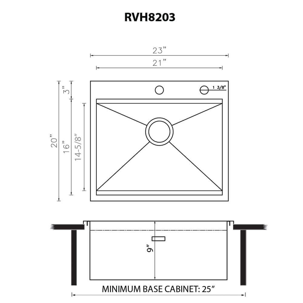 Ruvati 23 x 20 inch RV Workstation Dropin Topmount Bar Prep Kitchen