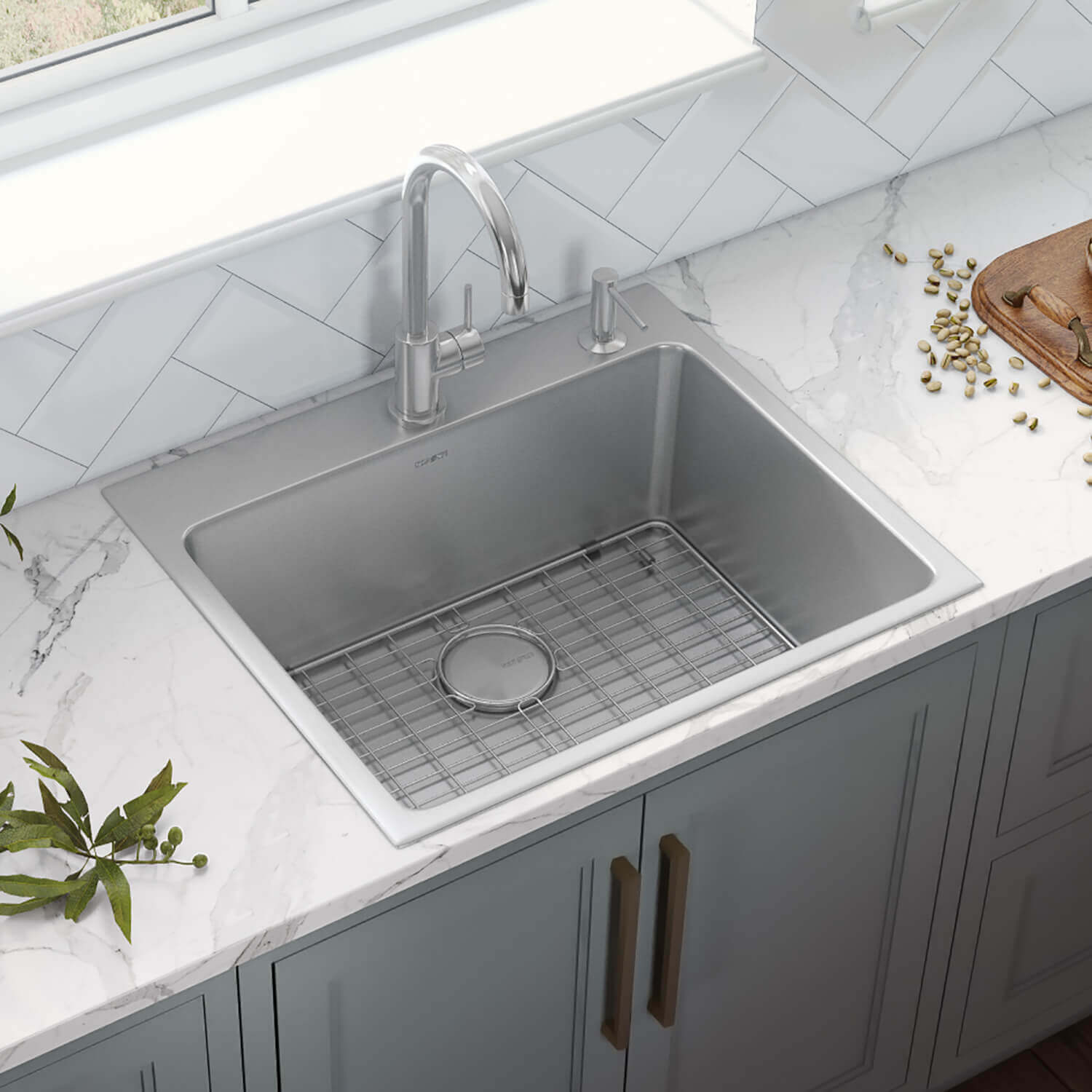 Ruvati 21inch Dropin Topmount Kitchen Sink 16 Gauge Stainless Steel Single Bowl RVM5021