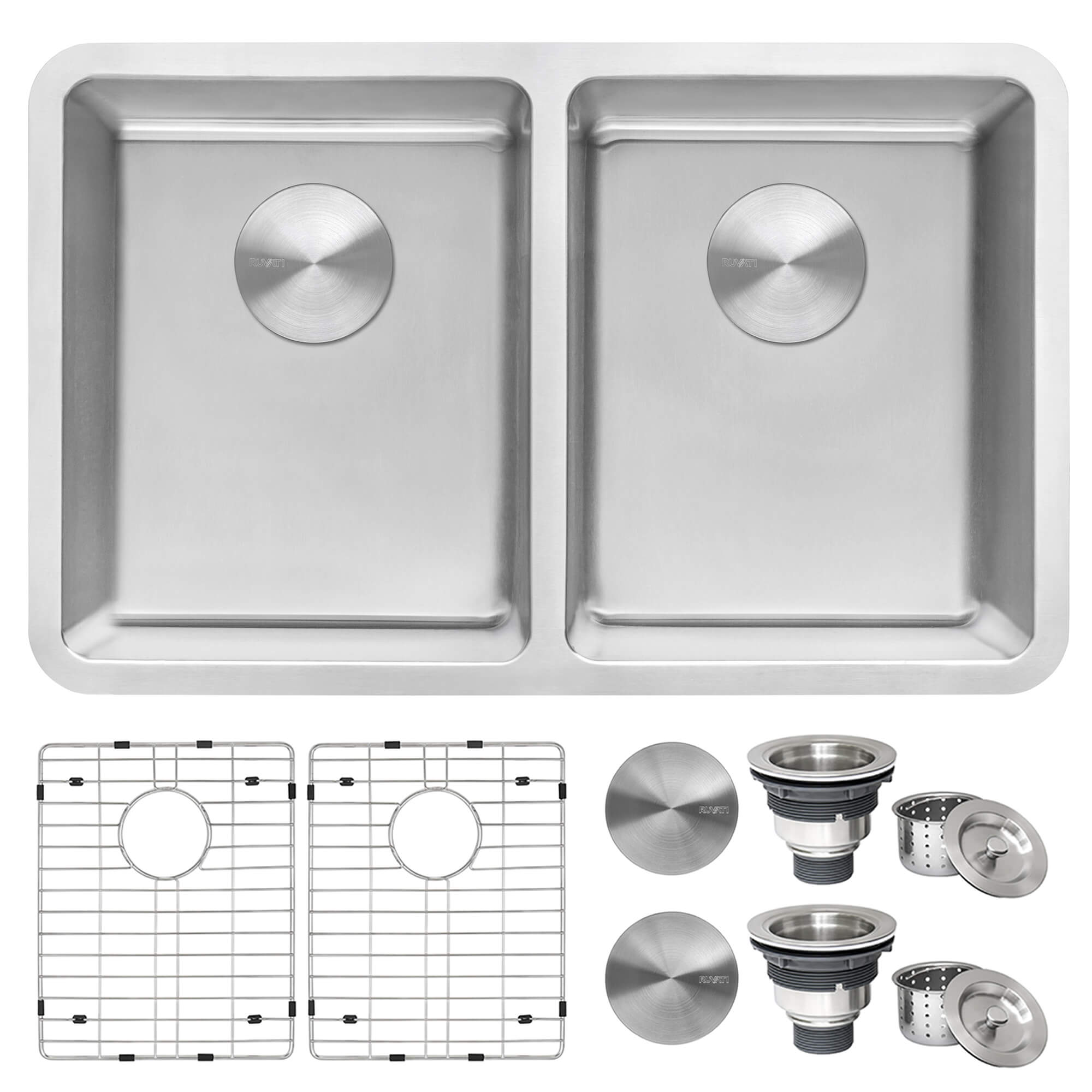 Ruvati 28inch Undermount Kitchen Sink 50/50 Double Bowl 16 Gauge