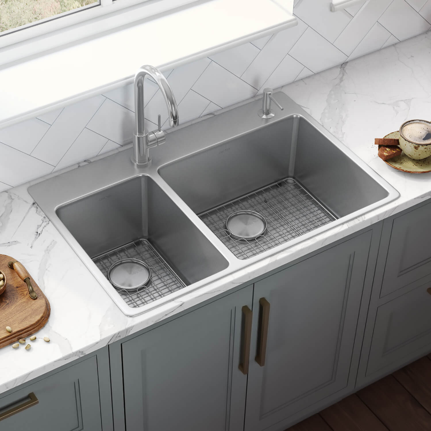 33 x 22 inch Dropin Topmount Kitchen Sink 16 Gauge Stainless Steel 30/