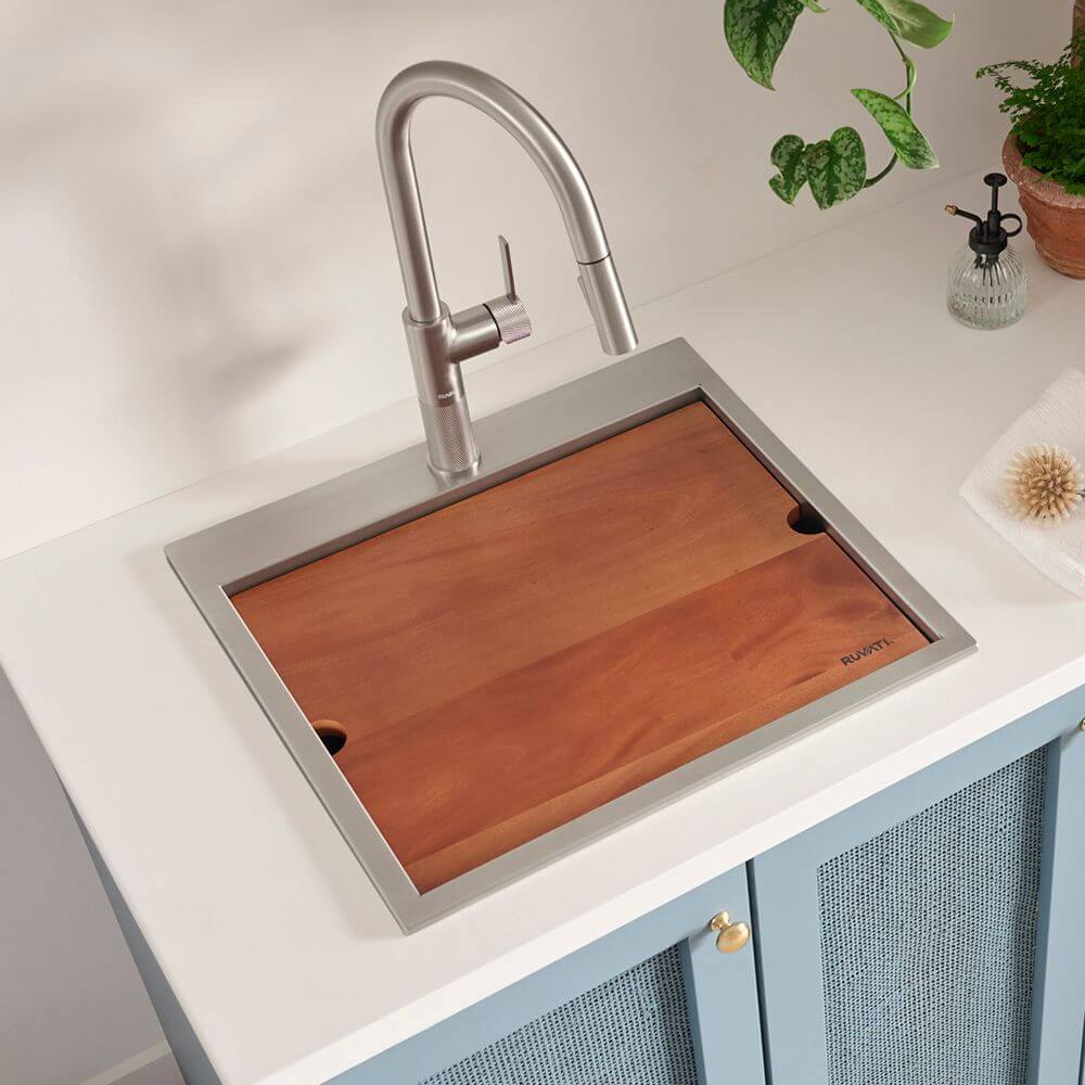 Ruvati 21 x 20 x 12 inch Dropin Topmount Laundry Utility Workstation
